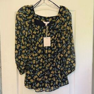 LC Lauren Conrad Floral Blouse - Blue and Yellow Lemon 🍋 Blouse